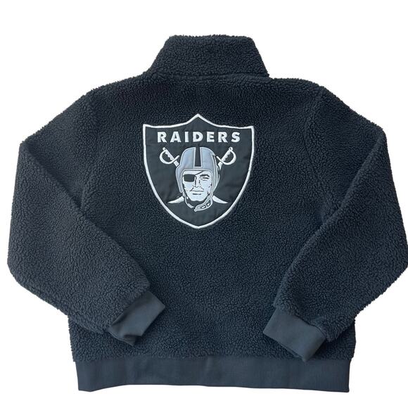 NFL Team Apparel Raiders Black Sherpa Fleece Full Zip Black Women Large Jacket - Picture 1 of 8
